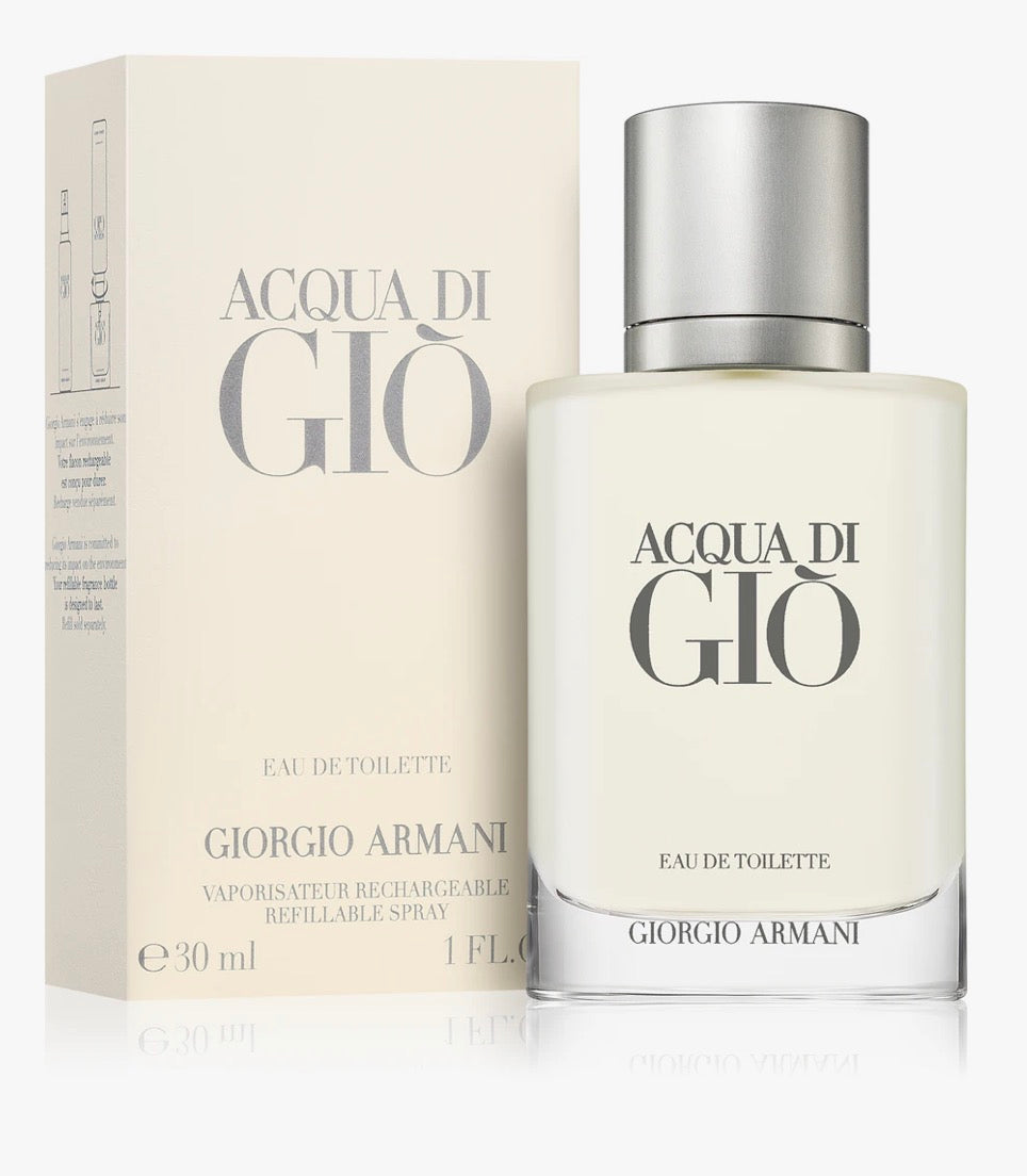 Armani:
Acqua di Giò
Eau de Toilette ricaricabile uomo 30ml